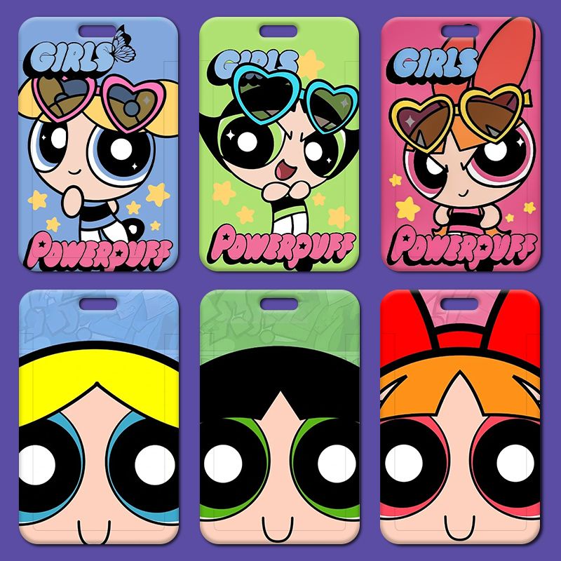 อะนิเมะการ์ตูน Powerpuff Girls DIY Student School Campus ID Card ปกแข็งพนักงาน ID Work ID Card Holder ABS Cover