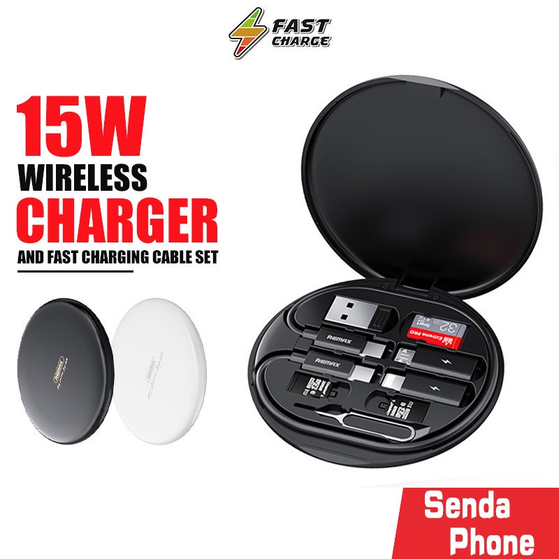 สายชาร์จโทรศัพท์ + ที่ชาร์จไร้สาย รุ่น RP-W80 Data Cable Set พอร์ต USB/Type-C/iph/Micro ชาร์จเร็ว 15W 3 in1
