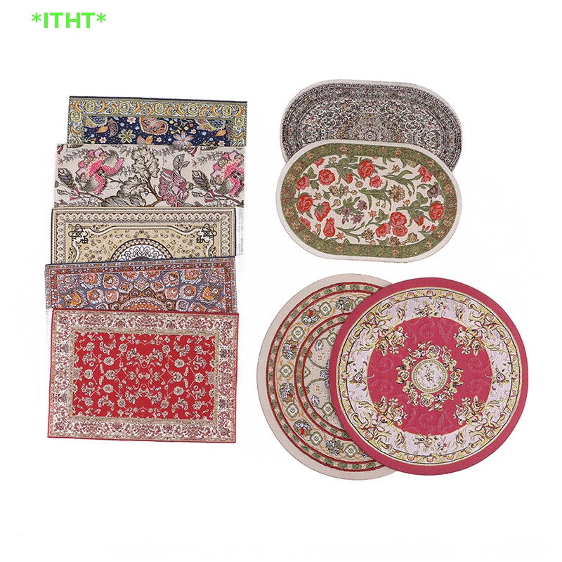 Itht> พรมปูพื้นจิ๋ว 1:12 สําหรับตกแต่งบ้านตุ๊กตา ห้องนอน ห้องนั่งเล่น 1 ชิ้น