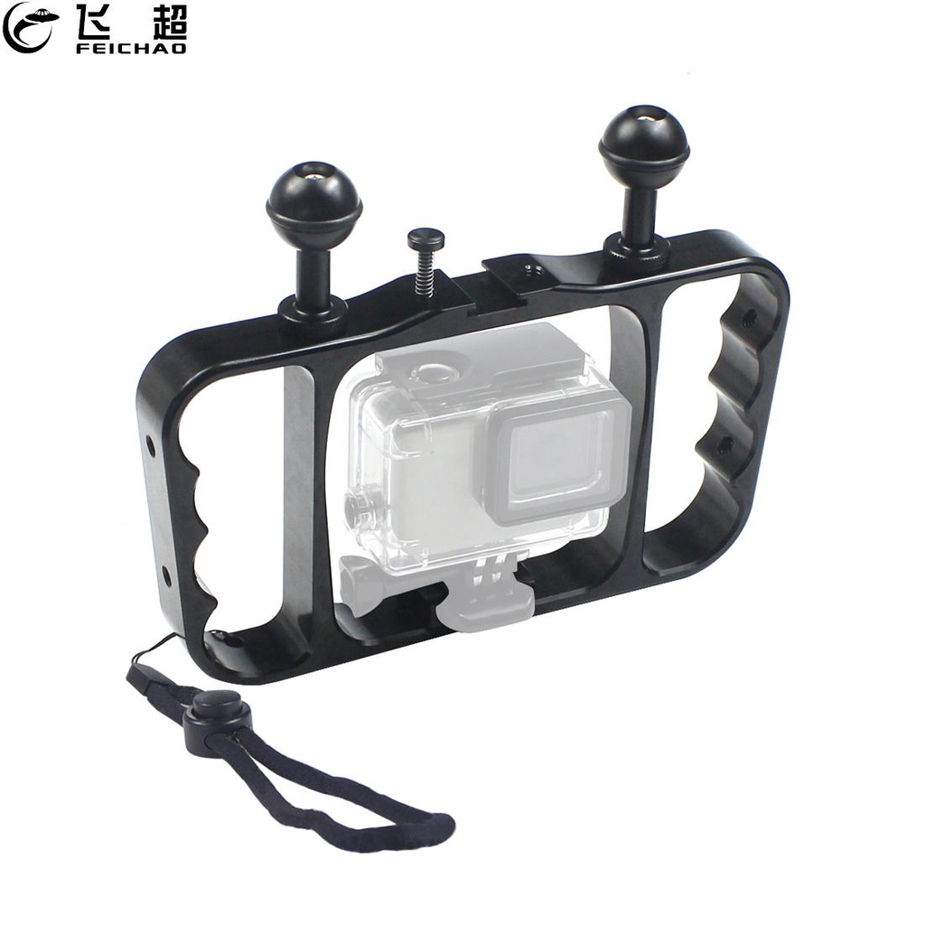 FEICHAO สําหรับ GoPro 13 12 11 10 9 8 7 Action กล้อง CNC มือถือ Stabilizer Bracket Dual Handle Grip แฟลชแสงดําน้ําถาด Mount