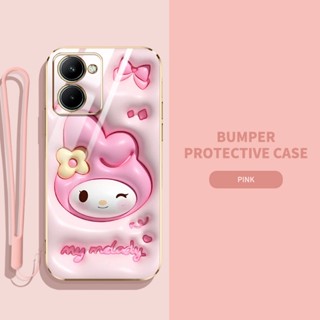 เคสโทรศัพท์มือถือ ซิลิโคนนิ่ม TPU ลายการ์ตูนกระต่าย ไดโนเสาร์ 3D พร้อมสายคล้อง สําหรับ OPPO Realme C33 2023 Realme C55