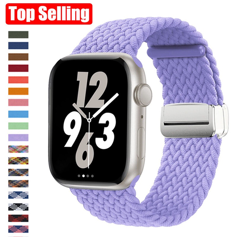 สายนาฬิกาข้อมือไนล่อนถัก แม่เหล็ก สําหรับ Apple watch series Ultra 3 4 5 se 6 7 8 i watch 45 มม. 44 มม. 40 มม. 41 มม. 49 มม. 42 มม. 38 มม.
