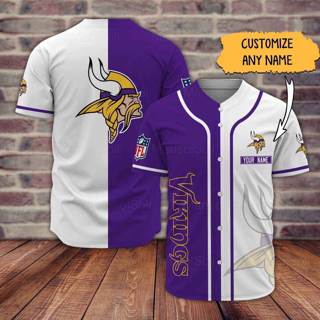 เสื้อเบสบอล Minnesota Vikings, เสื้อ Vikings NFL, เสื้อทีม, เสื้อเบสบอล, Baseba, Minnesota Vikings