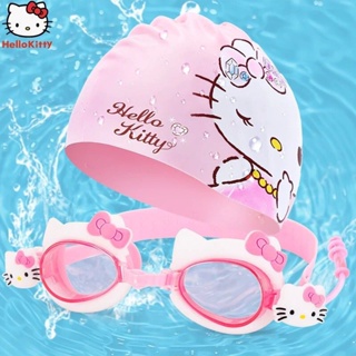 Hellokitty แว่นตาว่ายน้ํา เด็กผู้หญิง HD กันน้ํา ป้องกันหมอก แว่นตาว่ายน้ําเด็ก แว่นตาดําน้ํา ว่ายน้ํา