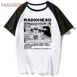 เสื้อยืด พิมพ์ลายมังงะ Radiohead สไตล์ญี่ปุ่น ฮาราจูกุ สําหรับผู้หญิง