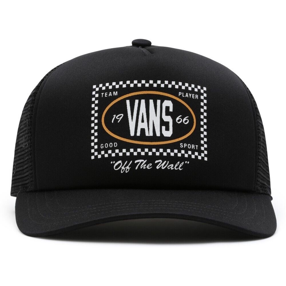 หมวกแก๊ป Vans-Checkers ทรงโค้ง สีดํา สําหรับผู้ชาย