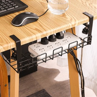 ไม่ต้องเจาะรู รางเก็บสายแนวนอน ที่จัดระเบียบสายไฟ ถาดจัดเก็บสายเคเบิล cable tray ที่ใส่สายไฟ ระเบียบสายเคเบิลใต้โต๊ะ