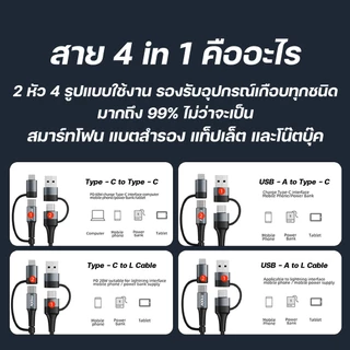 [ส่งไว] Moov CB01 CB02 สายชาร์จเร็ว 4 in 1 USB A / Type C / L Cable สาย Adapter ตัวแปลง PD 60W 1-2M