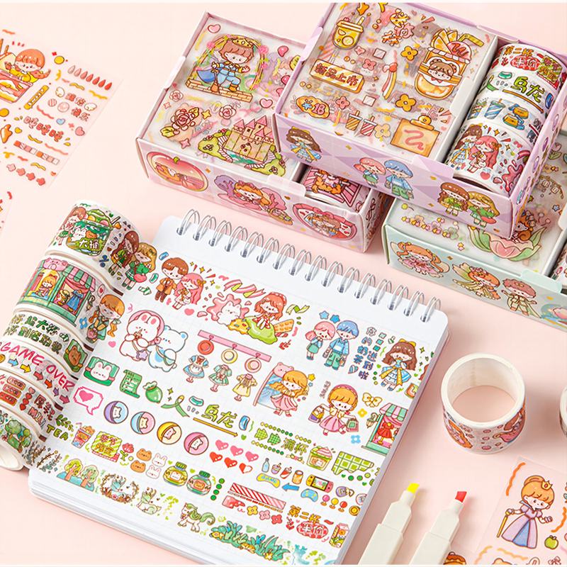 สติกเกอร์เทป ลายการ์ตูน สําหรับตกแต่งสมุดภาพ diy TZ040