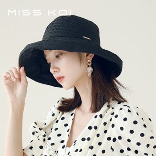 Misskoi [พร้อมส่ง] หมวกบักเก็ต ลายสก๊อต กันแดด ป้องกันรังสีอัลตราไวโอเลต สไตล์เกาหลี ญี่ปุ่น แฟชั่นฤดูร้อน สําหรับผู้หญิง