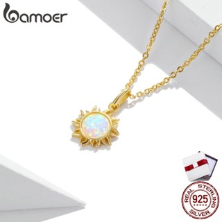 Bamoer สร้อยคอเงิน 925 จี้มรกต สีเขียว เครื่องประดับแฟชั่น สําหรับผู้หญิง