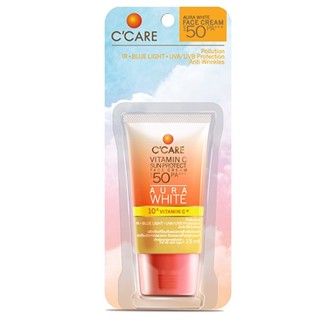 C’CARE VITAMIN C SUN PROTECT FACE CREAM SPF 50 PA+++ 15 ml ครีมกันแดด สำหรับผิวหน้า