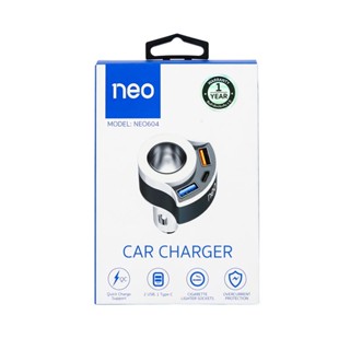 NEO อุปกรณ์ชาร์จไฟในรถยนต์ นีโอ NEO604 สีขาว