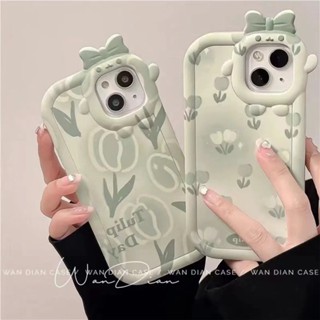 เคสโทรศัพท์มือถือแบบนิ่ม กันกระแทก ลายดอกทิวลิป 3D ประดับโบว์ สําหรับ VIVO V2026 V2032 V2042 1901 1904 1907 1811 1817 1820