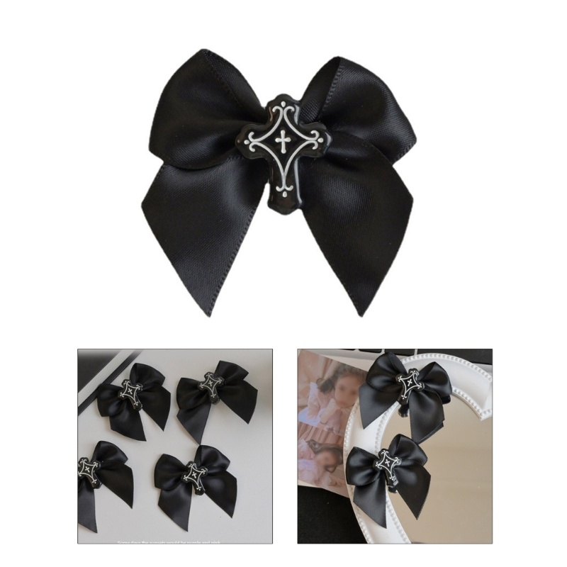 HO กิ๊บติดผมหรูหรา Punk Cross Bowknot Shape Hair Barrettes สําหรับวัยรุ่น Punk Style