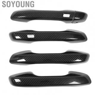 Soyoung Car Door Handle Protector  Wear Resistant Scratch Resistant Durable Carbon Fiber Style Exterior Door Handle Cover  Aging Easy Installation  for Car