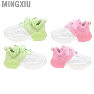 Mingxiu Fashionable Thick Soled Shoes  Artificial PU Thick Soled Shoes Casual Fit Lace Up Color Block Breathable  for Running