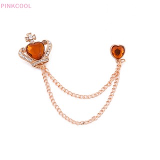 Pinkcool เข็มกลัดคริสตัล รูปมงกุฎ ดอกไม้ ประดับพู่ เครื่องประดับ สําหรับผู้หญิง และผู้ชาย