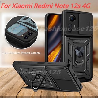 เคสโทรศัพท์มือถือ PC แข็ง ขอบนิ่ม กันกระแทก พร้อมแหวนขาตั้ง สําหรับ Xiaomi Redmi Note 12s 4G Note12s 2023