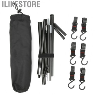 Ilikestore Outdoor Camping Hanging Rack Foldable Stand Shelf Hanger With 6x Hooks Set New