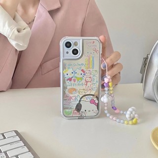 เคสโทรศัพท์มือถือ กันลื่น ลายการ์ตูนคิตตี้น่ารัก พร้อมสายคล้องมือ สําหรับ iPhone 14Pro Max 14Pro 14 13 Pro 13Pro Max 12 Pro Max 12 Pro 12 11