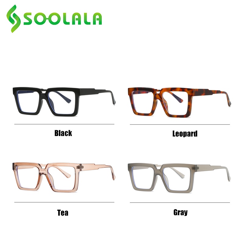 Soolala แว่นตาอ่านหนังสือ ทรงสี่เหลี่ยม ขนาดใหญ่ ป้องกันแสงสีฟ้า +0.5 ถึง 4.0 สําหรับผู้ชาย และผู้หญิง 2023