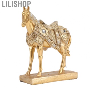 Lilishop Horse Figurine Decoration  Gold Resin Horse Standing Statue