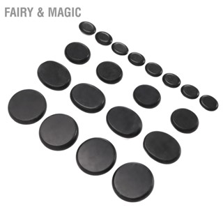 Fairy &amp; Magic 20 PCS หินบะซอลต์ร้อนความร้อนอย่างรวดเร็วรอบหินนวดด้วยกล่องไม้ไผ่ไฟฟ้าสปาหินร้อน