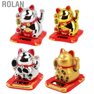 Rolan Solar Powered Waving  Wealth Welcoming Solar Cute Happy Lucky  Fortune  Statue Ornament for Home Car Decor  Statue
