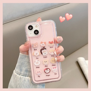 Yiki|เคสใส แบบนิ่ม ลายการ์ตูนสัตว์ สําหรับ 15 Pro Max 15 Pro 15 Plus 15 14 13 12 11 Pro Max 13 12 mini