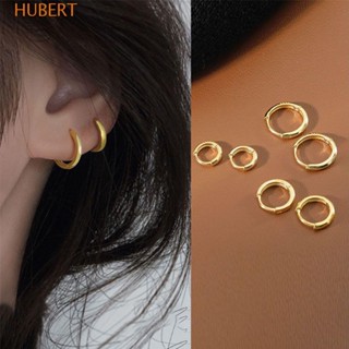 Hubart ต่างหูห่วงของขวัญสีทองผู้หญิง 6mm / 8mm / 10mm / 12mm Huggie เกาหลีหัวเข็มขัด