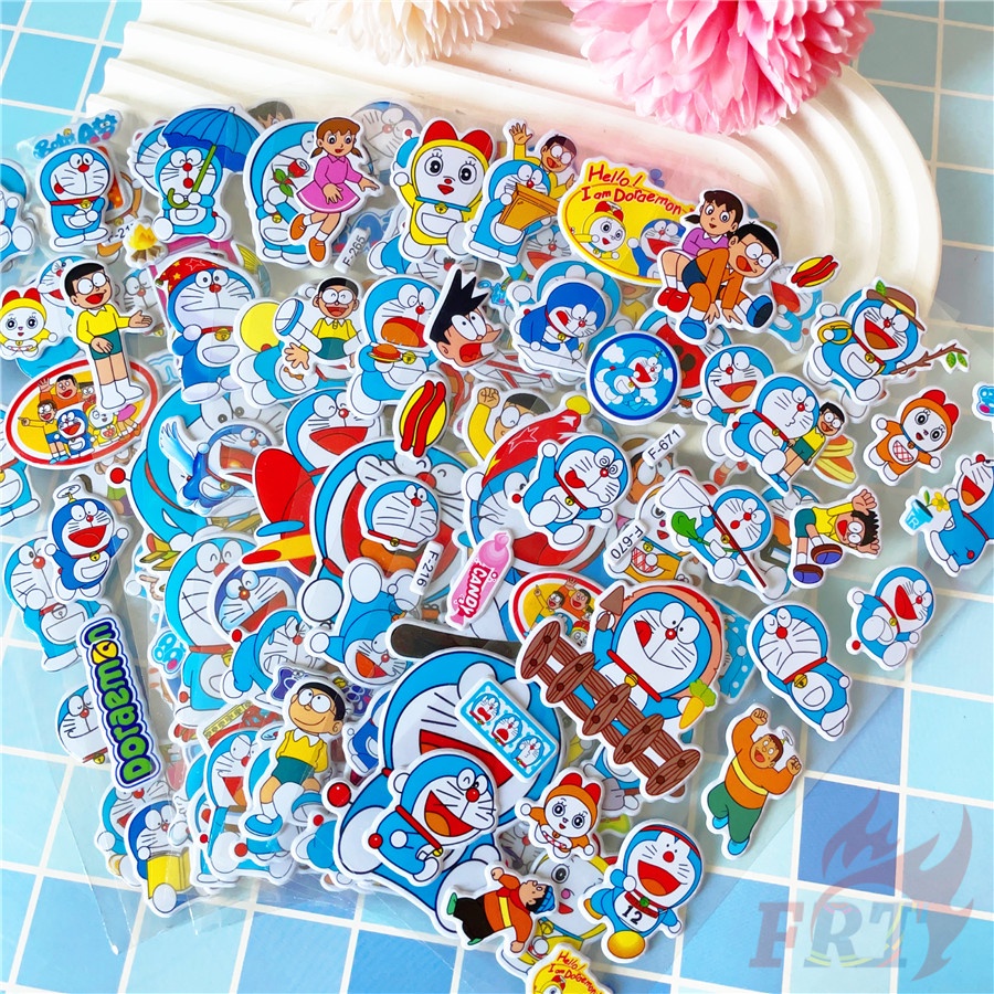 สติกเกอร์ ลายการ์ตูนโดราเอมอน DIY สําหรับติดตกแต่ง 01 จํานวน 12 แผ่น ต่อชุด สติกเกอร์ PVC ลายการ์ตูน 3D กันน้ํา สําหรับติดตกแต่งของเล่น