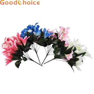 【Good】Artificial Flower Lillies Silk + Plastic Spray Bunch Stargazer 45cm Beautiful【Ready Stock】