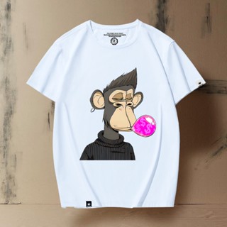 เสื้อยืดแขนสั้น พิมพ์ลายลิง Boredom Ape แฟชั่นฤดูร้อน สําหรับคู่รัก 0