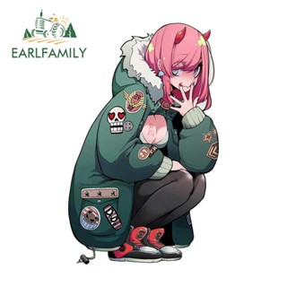 Earlfamily สติกเกอร์กราฟิก Zero Two สําหรับติดตกแต่งกระจกรถยนต์ สเก็ตบอร์ด 13 ซม. x 8.1 ซม.