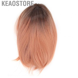 Keaostore Short Wig  Pink Bob Natural 34cm / 13.39in with Air Bangs for Parties Halloween Daily Life Cosplay