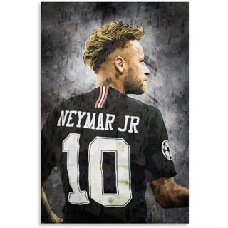 โปสเตอร์ผ้าใบ พิมพ์ลายนักฟุตบอล Star Neymar Jr Psg Hd สไตล์โมเดิร์น สําหรับตกแต่งผนังห้องนอนครอบครัว