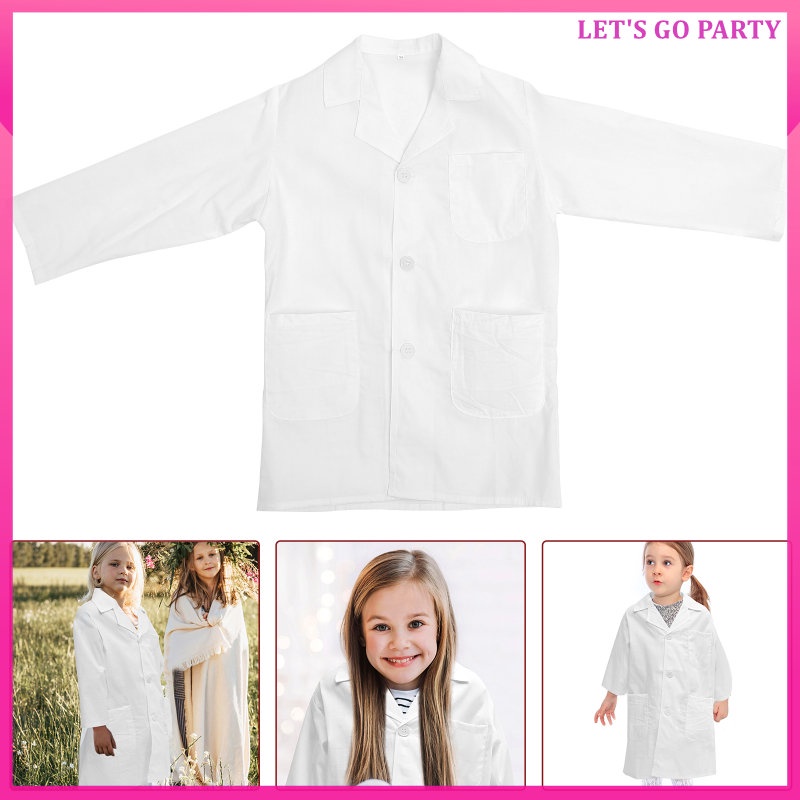 Uiran.th เสื้อผ้าเด็ก เสื้อกาวน์ สีขาว สีชมพู ใช้ซ้ําได้ สําหรับนักวิทยาศาสตร์ ห้องปฏิบัติการ โรงเรียนประถม 66X41 ซม.