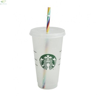 Starbucks แก้วน้ําพลาสติก พร้อมฝาปิด เกรดอาหาร 700 มล. สําหรับกาแฟเย็น