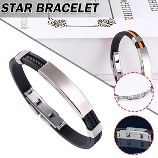 New 1pc Mens Titanium Steel Silicone Bracelet Stainless Steel Bracelet Gift