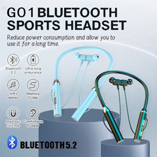 หูฟังบลูทูธ 5.0 หูฟังอินเอียร์แบบคอเบสหนักกันน้ำกันเหงื่อ Bluetooth 5.0 Sports In-Ear Headphone Wireless