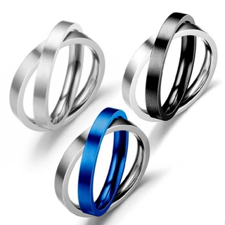 Decompression Rotating Stainless Steel Couple Ring Titanium Steel Double Ring