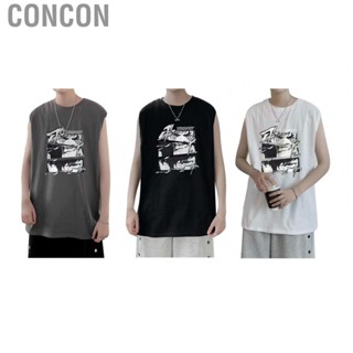 Concon Sleeveless Shirt  Breathable Fashion Chemical Fiber Blending Perfect Fit Men Top for Travel