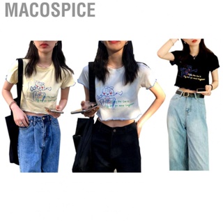 Macospice Women Top  Cute Trim T Shirt Short Sleeve Comfortable  Fit Printed for Daily