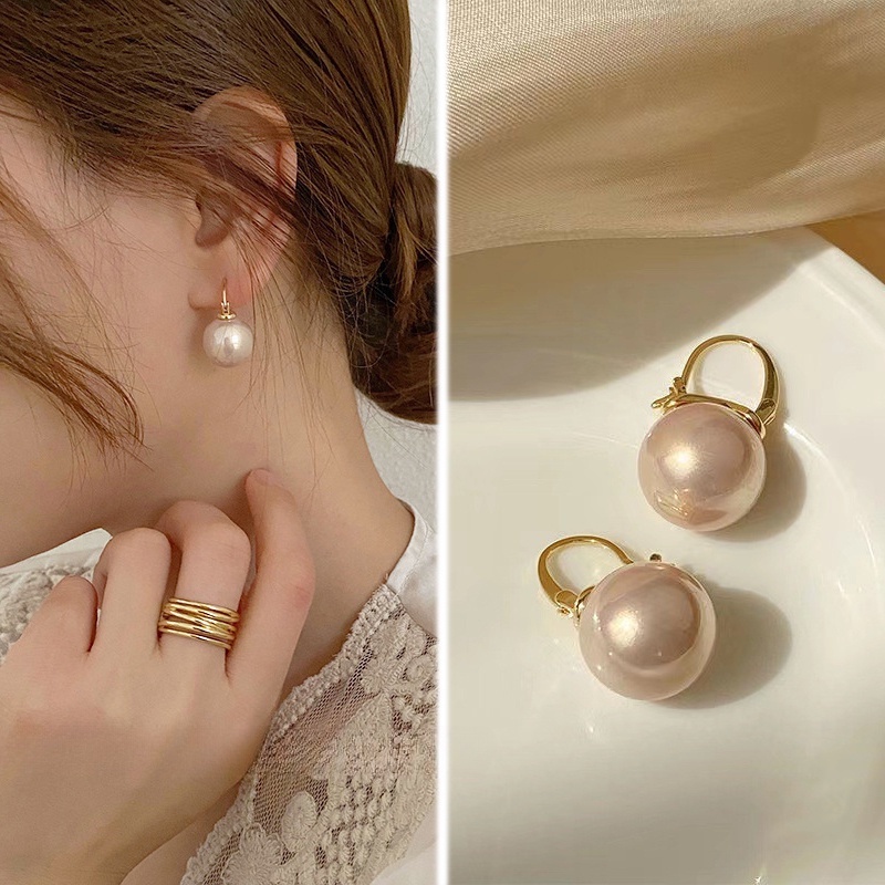 Retro Big Pearl Hoop ต่างหูผู้หญิง Hikaw เงินแฟชั่นต่างหูผู้หญิง Hikaw Earings สําหรับเด็กอุปกรณ์เสริมชุดเครื่องประดับ Non Tarnish Hypoallergenic