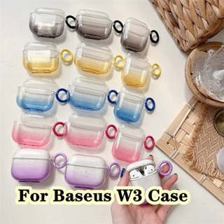 พร้อมส่ง! เคสหูฟังนิ่ม แบบใส ไล่โทนสีฟ้า ม่วง สําหรับ Baseus W3 W3