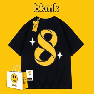 Bkmk เสื้อยืดแขนสั้น พิมพ์ลาย สไตล์ฮิปฮอป สตรีท อเมริกัน ฤดูร้อน สําหรับผู้ชาย คู่รัก