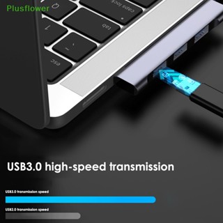 (Plusflower) Pd ฮับ USB-C ความเร็วสูง USB3.0 5Gbps Type-C 4 In 1 แบบพกพา สําหรับคอมพิวเตอร์