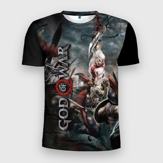 เสื้อยืด พิมพ์ลาย God of War 3 มิติ ทรงเข้ารูป 3 มิติ สําหรับผู้ชาย