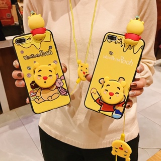 เคสโทรศัพท์มือถือ ลายการ์ตูนหมีพูห์ พร้อมตุ๊กตา และสายคล้อง สําหรับ Huawei Y7 2018 Y7 Prime 2018 Y6 2018 Y5 2018 Y9 2019 Y7 Pro 2019 Y9 2018 Y7 2017 Y7 Prime 2017 Y9 Prime 2019 Y9S